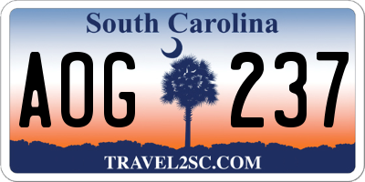 SC license plate AOG237