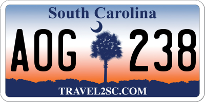 SC license plate AOG238