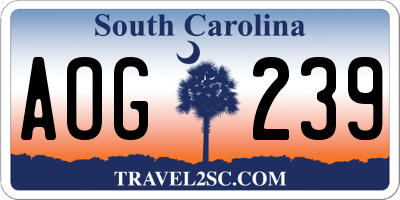 SC license plate AOG239
