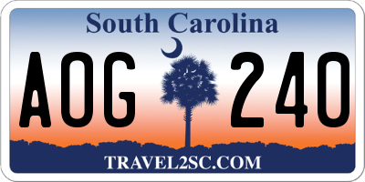 SC license plate AOG240
