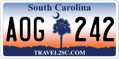 SC license plate AOG242