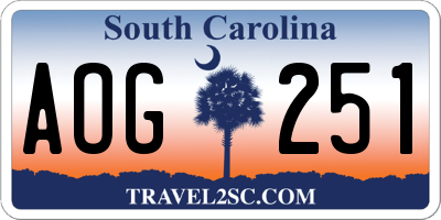 SC license plate AOG251