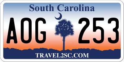 SC license plate AOG253