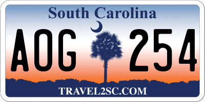 SC license plate AOG254