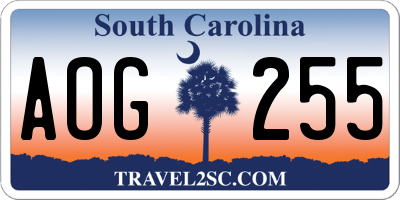 SC license plate AOG255