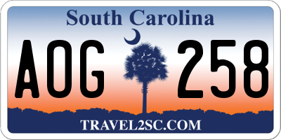SC license plate AOG258