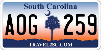 SC license plate AOG259