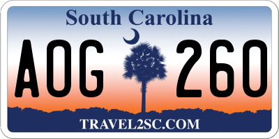 SC license plate AOG260
