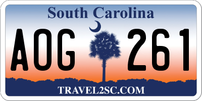 SC license plate AOG261