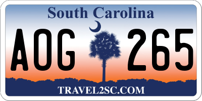 SC license plate AOG265