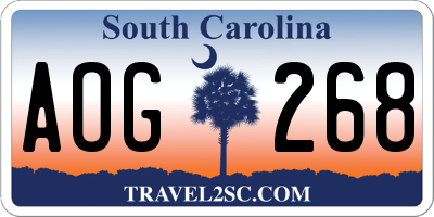 SC license plate AOG268