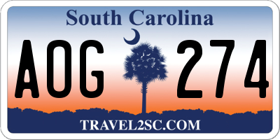 SC license plate AOG274