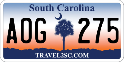 SC license plate AOG275
