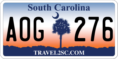 SC license plate AOG276