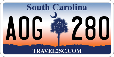 SC license plate AOG280