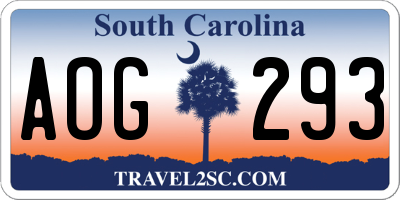 SC license plate AOG293