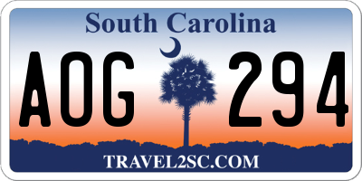 SC license plate AOG294