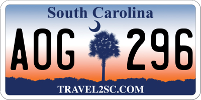 SC license plate AOG296