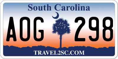 SC license plate AOG298