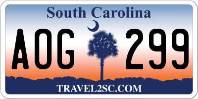SC license plate AOG299