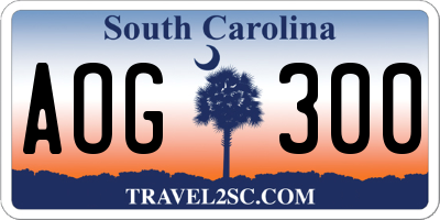 SC license plate AOG300