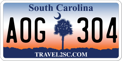 SC license plate AOG304