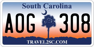 SC license plate AOG308