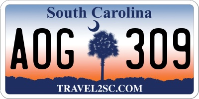 SC license plate AOG309