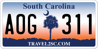 SC license plate AOG311