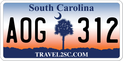 SC license plate AOG312