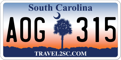 SC license plate AOG315