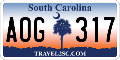 SC license plate AOG317