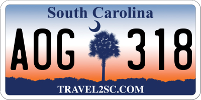 SC license plate AOG318