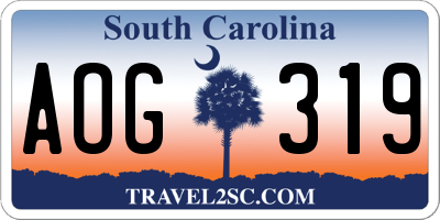 SC license plate AOG319