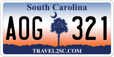 SC license plate AOG321