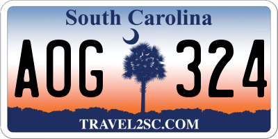 SC license plate AOG324