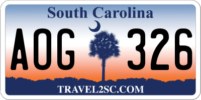 SC license plate AOG326