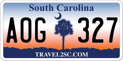SC license plate AOG327