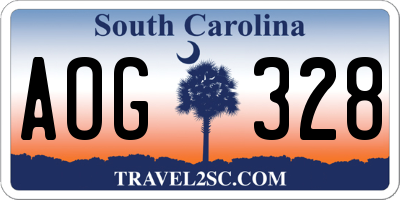 SC license plate AOG328