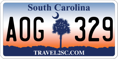SC license plate AOG329