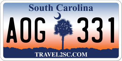 SC license plate AOG331