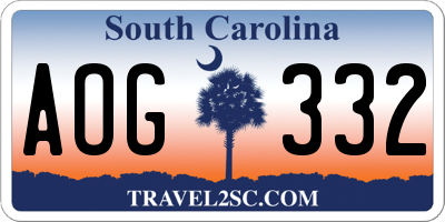 SC license plate AOG332
