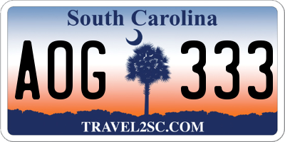 SC license plate AOG333