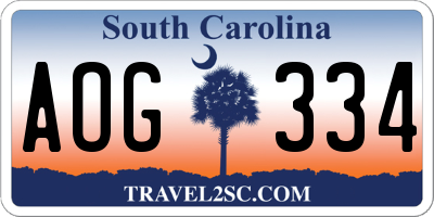 SC license plate AOG334