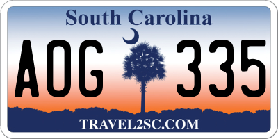 SC license plate AOG335