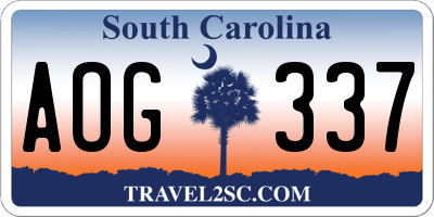 SC license plate AOG337