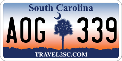 SC license plate AOG339
