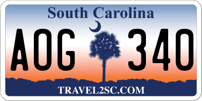 SC license plate AOG340