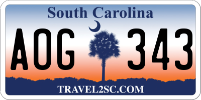 SC license plate AOG343
