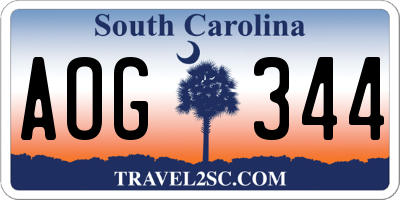 SC license plate AOG344